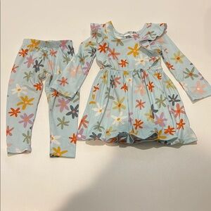 Colorful Floral Dress and Leggings Set